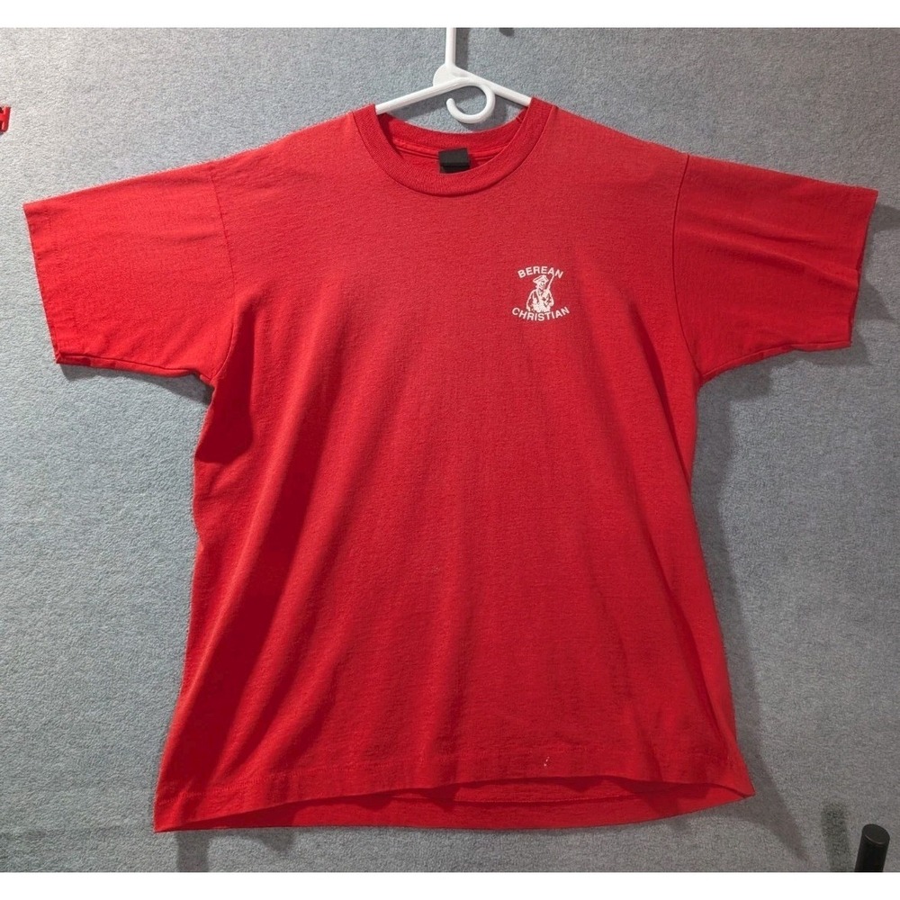 Vintage Screen Stars Best T Shirt Berean Christian Single Stitch USA‎ Red XL 90s